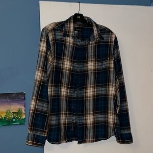 Marmot blue llaid flannel long sleeve button down shirt Mens size Medium